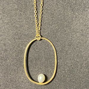 Handmade totally unique gold tone & pearl pendant necklace